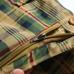 Men's Cargo Shorts Shorts Work Shorts Hiking Shorts Buttons Multi Pocket Plaid Wearable Knee Length Outdoor Daily Camping & Hiking Fashion Classic Green Khaki