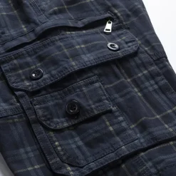 Men's Cargo Shorts Shorts Hiking Shorts Straight Pocket Plaid Comfort Breathable Short Sports Outdoor Daily Going out Stylish Classic Style Black Blue