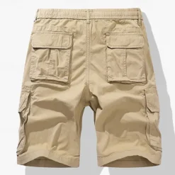 Men's Cargo Shorts Shorts Drawstring Elastic Waist Multi Pocket Plain Comfort Knee Length Outdoor Daily Going out Fashion Streetwear Black Green Micro-elastic