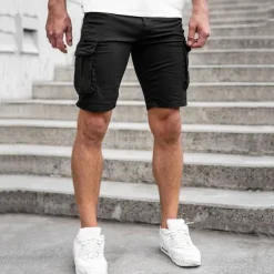 Men's Cargo Shorts Summer Shorts Flap Pocket Plain Comfort Breathable Outdoor Daily Going out Fashion Casual Black Blue