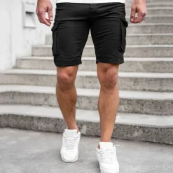 Men's Cargo Shorts Summer Shorts Flap Pocket Plain Comfort Breathable Outdoor Daily Going out Fashion Casual Black Blue