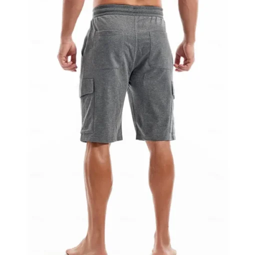 Men's Cargo Shorts Sweat Shorts Workout Shorts Casual Shorts Drawstring Elastic Waist Multi Pocket Plain Comfort Breathable Knee Length Casual Daily Holiday Sports Fashion Black Yellow Micro-elastic