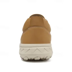 Men's Casual Beige Leather Sneakers with Lace-Up Design - Perfect for Everyday Comfort and Leisure Activities