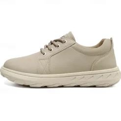 Men's Casual Beige Leather Sneakers with Lace-Up Design - Perfect for Everyday Comfort and Leisure Activities