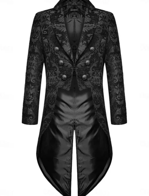 Men's Casual Blazer Black Gold Vampire Gothic Plus Size Jacket Showman Tuxedo Tailcoat Dress Frock Coat Steampunk Victorian