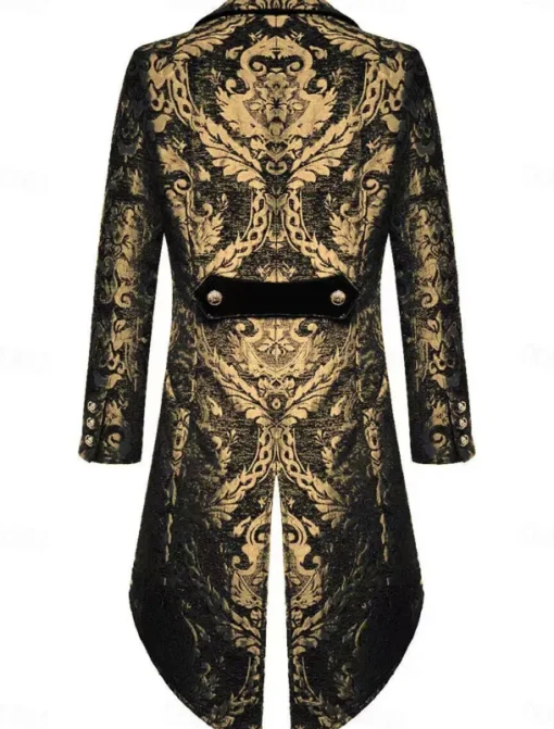 Men's Casual Blazer Black Gold Vampire Gothic Plus Size Jacket Showman Tuxedo Tailcoat Dress Frock Coat Steampunk Victorian