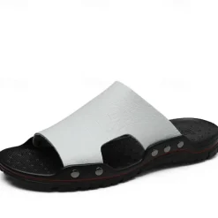 Men's Casual Brown Slide Sandals with Crocodile Pattern and Durable Rubber Sole – Comfortable Outdoor Footwear for Summer, Beach and Daily Wear