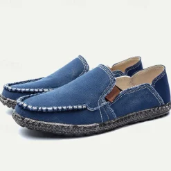 Men's Casual Canvas Slip-On Loafers – Lightweight and Breathable Walking Shoes