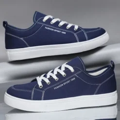 Men's Casual Canvas Sneakers – Lightweight Lace-Up Shoes with Durable Sole for Everyday Wear and Outdoor Activities