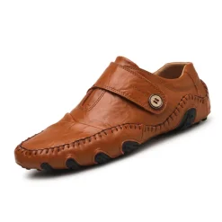 Men's Casual Faux Leather Loafers – Slip-On Driving Shoes with Non-Slip Sole, Hand-Stitched Moccasins for Outdoor Walking, Travel, and Daily Wear