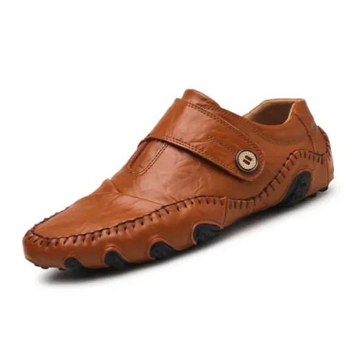 Men's Casual Faux Leather Loafers – Slip-On Driving Shoes with Non-Slip Sole, Hand-Stitched Moccasins for Outdoor Walking, Travel, and Daily Wear