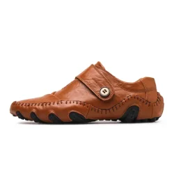 Men's Casual Faux Leather Loafers – Slip-On Driving Shoes with Non-Slip Sole, Hand-Stitched Moccasins for Outdoor Walking, Travel, and Daily Wear
