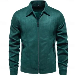 Men's Casual Jacket Brown Suede Jacket Casual Daily Sexy Fall & Winter Solid / Plain Color Casual Lapel Regular Black Yellow Green Gray Jacket
