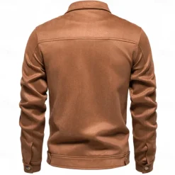 Men's Casual Jacket Brown Suede Jacket Casual Daily Sexy Fall & Winter Solid / Plain Color Casual Lapel Regular Black Yellow Green Gray Jacket