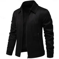Men's Casual Jacket Brown Suede Jacket Casual Daily Sexy Fall & Winter Solid / Plain Color Casual Lapel Regular Black Yellow Green Gray Jacket