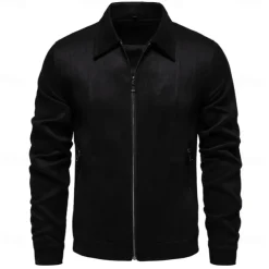 Men's Casual Jacket Brown Suede Jacket Casual Daily Sexy Fall & Winter Solid / Plain Color Casual Lapel Regular Black Yellow Green Gray Jacket