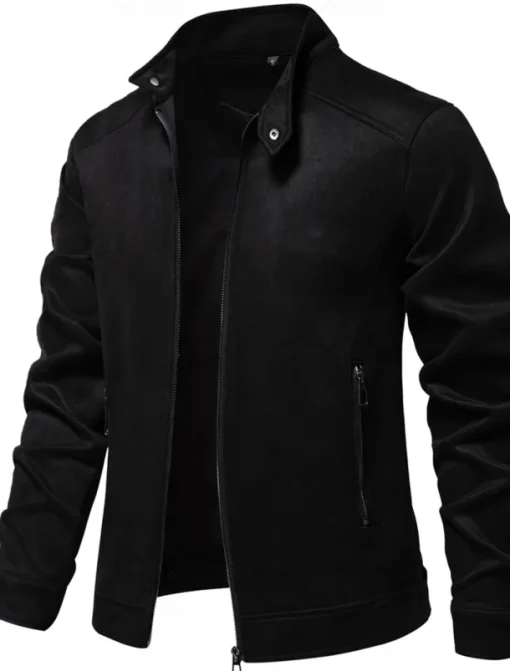 Men's Casual Jacket Suede Jacket Casual Daily Windbreaker Sexy Fall & Winter Solid / Plain Color Casual Collarless Regular Black Yellow Green Gray Jacket