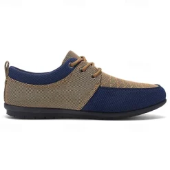 Men's Casual Lace-Up Shoes in Tan & Navy Blue, Unique Woven Design, Perfect for Everyday Style & Comfort