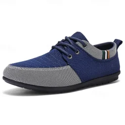 Men's Casual Lace-Up Shoes in Tan & Navy Blue, Unique Woven Design, Perfect for Everyday Style & Comfort