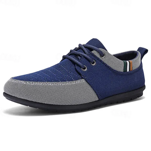 Men's Casual Lace-Up Shoes in Tan & Navy Blue, Unique Woven Design, Perfect for Everyday Style & Comfort