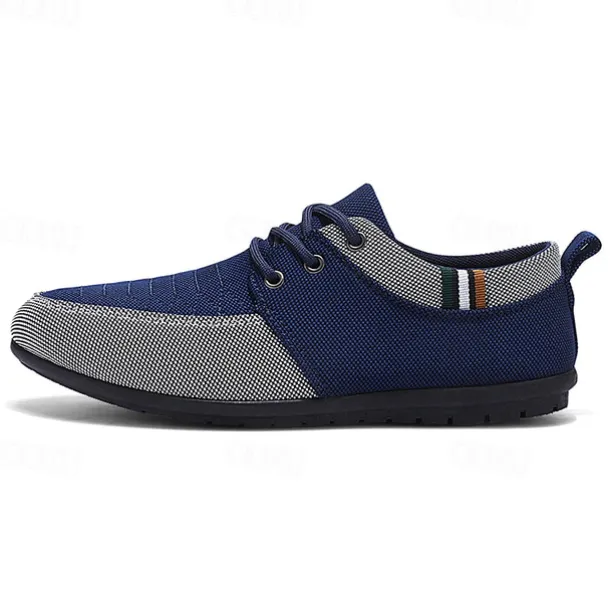 Men's Casual Lace-Up Shoes in Tan & Navy Blue, Unique Woven Design, Perfect for Everyday Style & Comfort