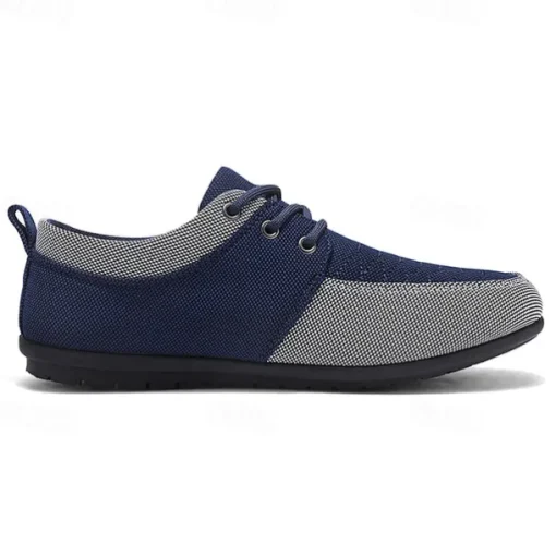 Men's Casual Lace-Up Shoes in Tan & Navy Blue, Unique Woven Design, Perfect for Everyday Style & Comfort