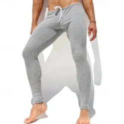 Men's Casual Pants Drawstring Plain Comfort Breathable Casual Daily Casual Gray Micro-elastic