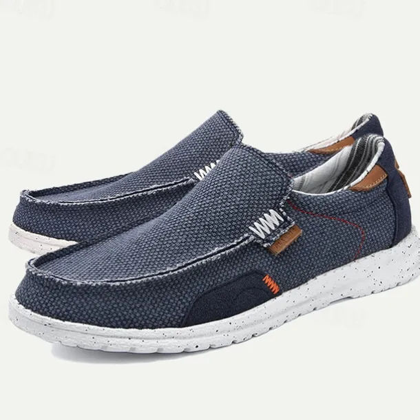 Men's Casual Slip-On Canvas Loafers with Cushioned Sole - Lightweight and Comfortable Shoes for Everyday Wear