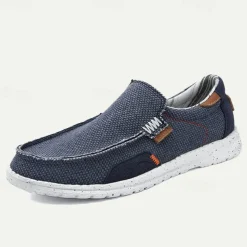 Men's Casual Slip-On Canvas Loafers with Cushioned Sole - Lightweight and Comfortable Shoes for Everyday Wear