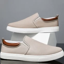 Men's Casual Slip-On Canvas Shoes – Lightweight Breathable Loafers for Daily Wear, Travel, and Outdoor Activities