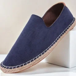 Men's Casual Slip-On Espadrille Shoes with Soft Canvas Upper and Comfortable Jute Sole, Perfect for Summer, Beach, and Everyday Wear