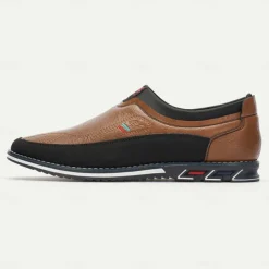 Men's Casual Slip-On Loafers - Brown and Black Breathable Leather Shoes for Everyday Wear