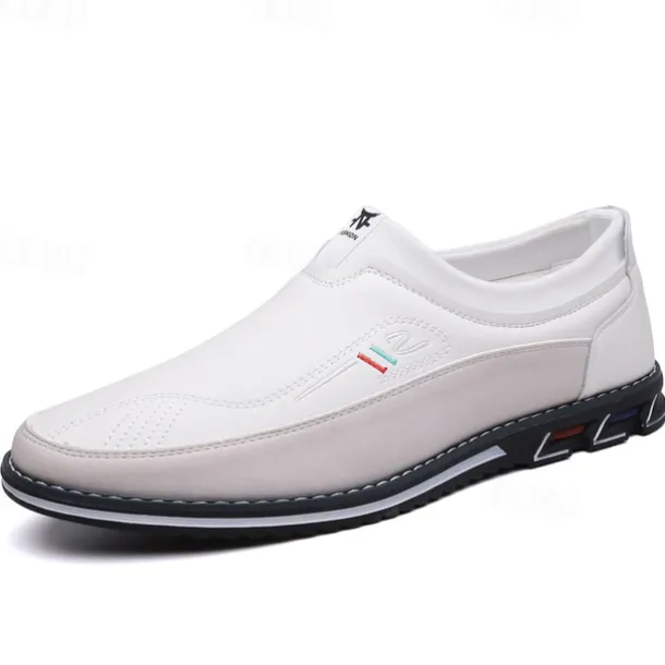 Men's Casual Slip-On Loafers - Brown and Black Breathable Leather Shoes for Everyday Wear