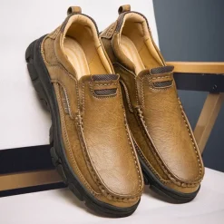 Men's Casual Slip-On Loafers – Lightweight Breathable Walking Shoes with Non-Slip Sole, Comfortable Leather Design