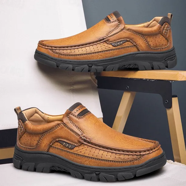 Men's Casual Slip-On Loafers – Lightweight Breathable Walking Shoes with Non-Slip Sole, Comfortable Leather Design