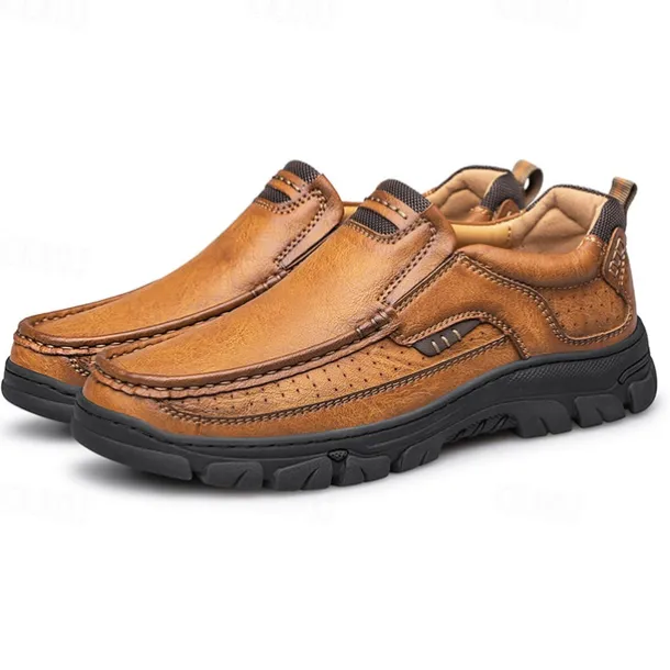 Men's Casual Slip-On Loafers – Lightweight Breathable Walking Shoes with Non-Slip Sole, Comfortable Leather Design