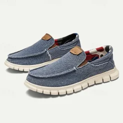 Men's Casual Slip-On Woven Canvas Loafers – Lightweight Breathable Shoes for Everyday Comfort