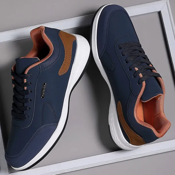 Men's Casual Tan Athletic Sneakers with Cushioned Sole and Lace-Up Design – Comfortable Everyday Walking Shoes