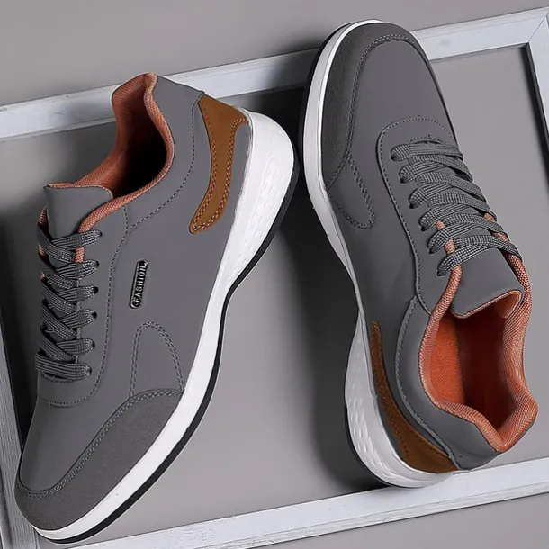 Men's Casual Tan Athletic Sneakers with Cushioned Sole and Lace-Up Design – Comfortable Everyday Walking Shoes