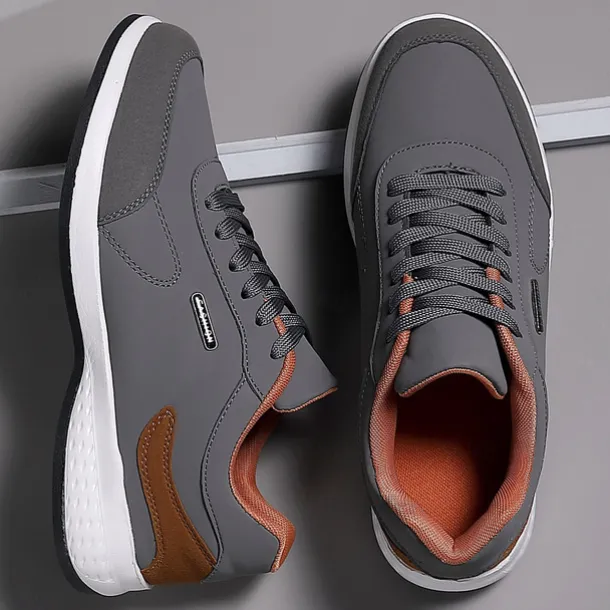 Men's Casual Tan Athletic Sneakers with Cushioned Sole and Lace-Up Design – Comfortable Everyday Walking Shoes