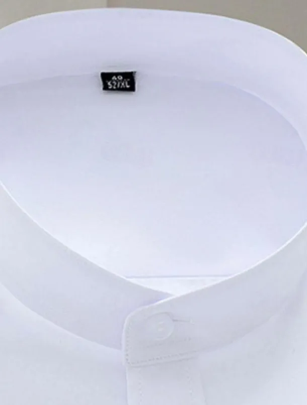 Men's Chinese Collar Shirt Mandarin Collar Shirt Dress Shirt Collared Shirt Button Up Shirt Plain Wedding Party Black White Navy Blue Long Sleeve Grandad Collar All Seasons Clothing Apparel Collared