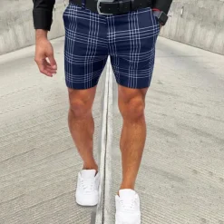 Men's Chino Shorts Bermuda shorts Work Shorts Lattice Breathable Lightweight Short Casual Daily Stylish Casual / Sporty Black Navy Blue Micro-elastic