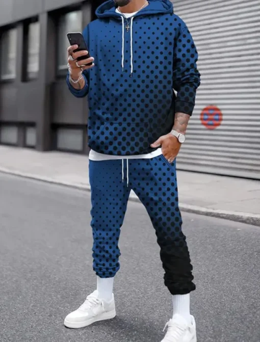 Men's Circle Geometrical 2pcs 3D Sweatshirt Sets Tracksuit Hoodie Sweatshirt Long Sleeve Long pants Hooded Streetwear Casual Daily Athleisure Daily Wear 3D Print Spring Fall Winter White Red Blue