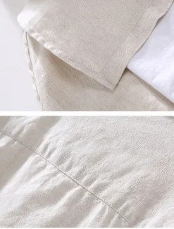 Men's Classic Beach T Shirt Casual Shirt Standard Fit Long Sleeve Lapel Solid Color Cotton Linen White Beige Grey 2025