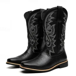 Men's Classic Brown Western Cowboy Boots – Durable Leather with Detailed Embroidery for Outdoor and Casual Wear