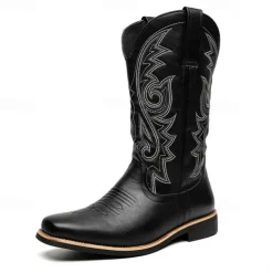 Men's Classic Brown Western Cowboy Boots – Durable Leather with Detailed Embroidery for Outdoor and Casual Wear