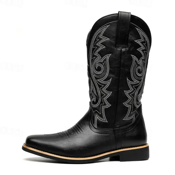 Men's Classic Brown Western Cowboy Boots – Durable Leather with Detailed Embroidery for Outdoor and Casual Wear
