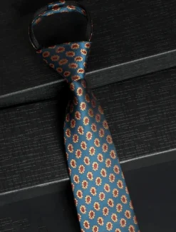Men's Classic Faux Silk Ties with Zip Style – Assorted Patterned Neck Ties Set for Formal and Business Attire