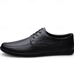 Men's Classic Lace-Up Faux Leather Oxford Shoes with Lightweight Sole – Perfect for Business, Casual and Office Wear