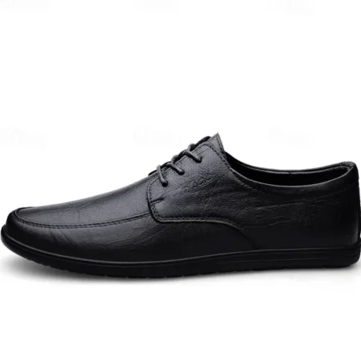 Men's Classic Lace-Up Faux Leather Oxford Shoes with Lightweight Sole – Perfect for Business, Casual and Office Wear